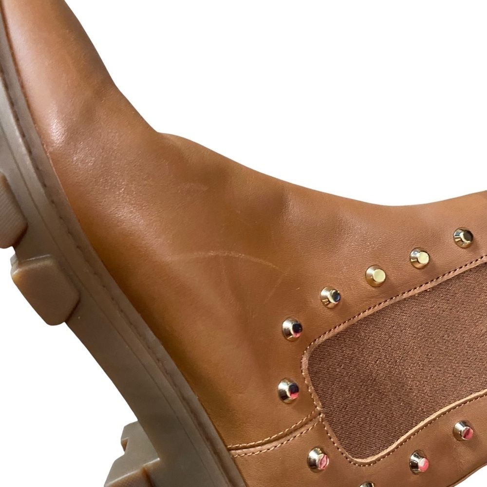 Michael Kors Brown Ridley Astor Stud Leather Chelsea Boot Size 6 - Picture 5 of 8